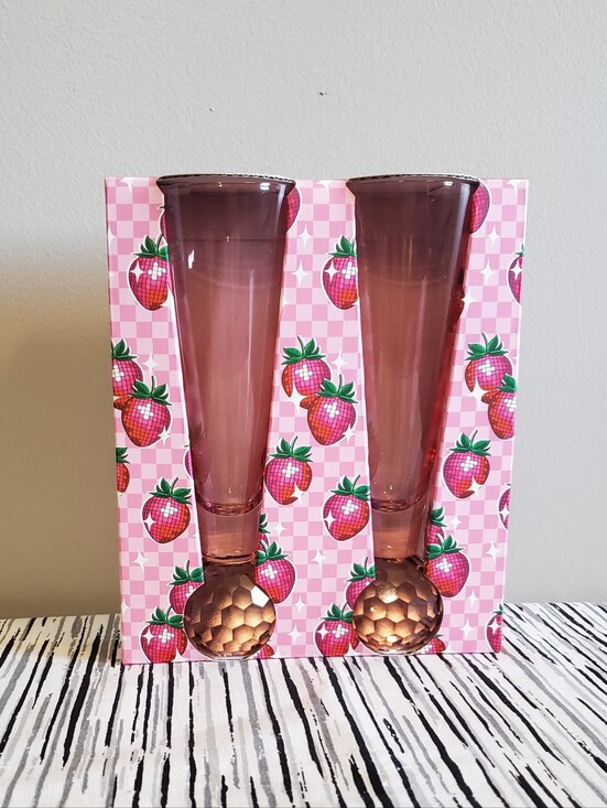 Betsey Johnson Other - Betsey Johnson Set of Two Pink Stemless Flute Glasses